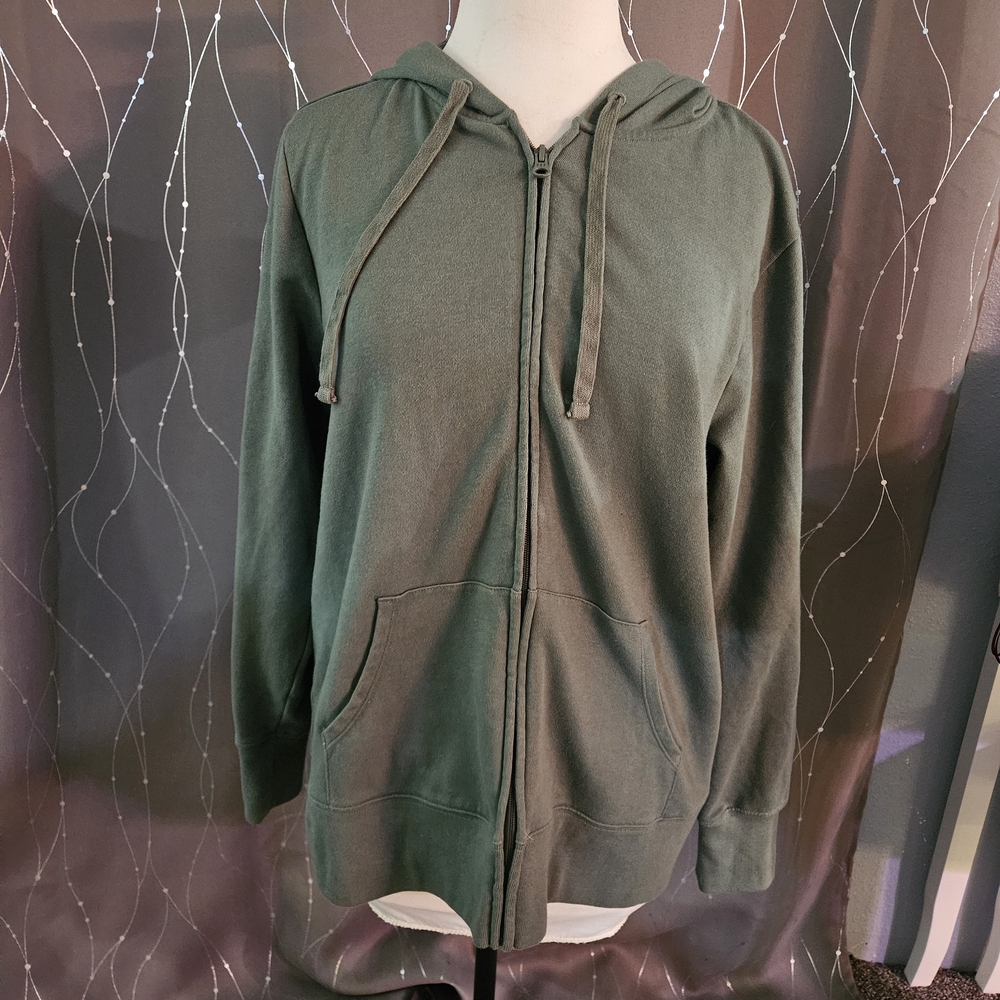 GAP Cool Olive Basic Zippered Hoodie Women's Size L‎